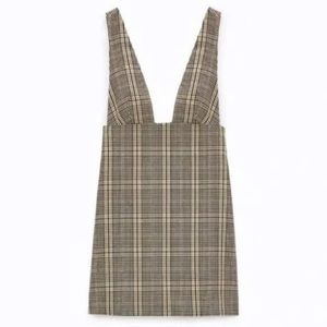 Zara Overall Plaid Pinafore Dress